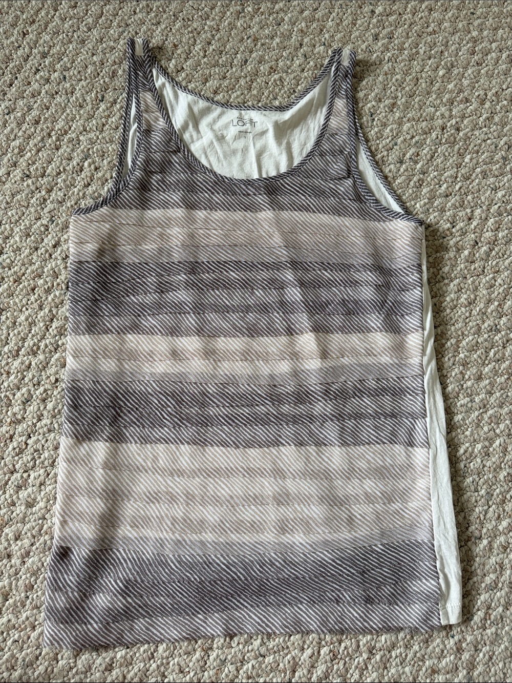 LOFT Striped Tank Top in Gray and Cream